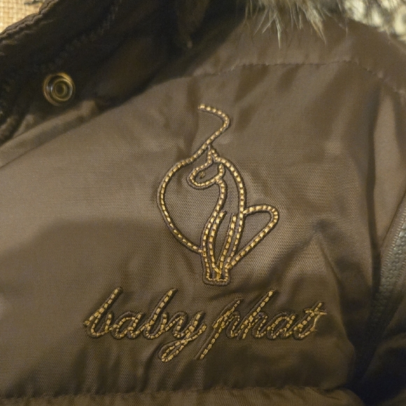 Baby Phat Chocolate Puffer Jacket with Fur Hood - Picture 4 of 14